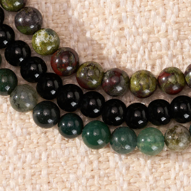 Buddha Stones 3pcs Reclaim Your Vital Energy Indian Agate Transformation Bracelet Includes Gift Message Card