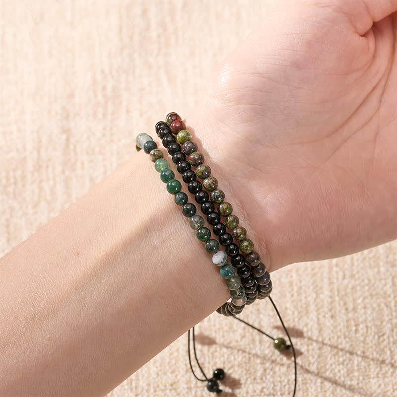 Buddha Stones 3pcs Reclaim Your Vital Energy Indian Agate Transformation Bracelet Includes Gift Message Card
