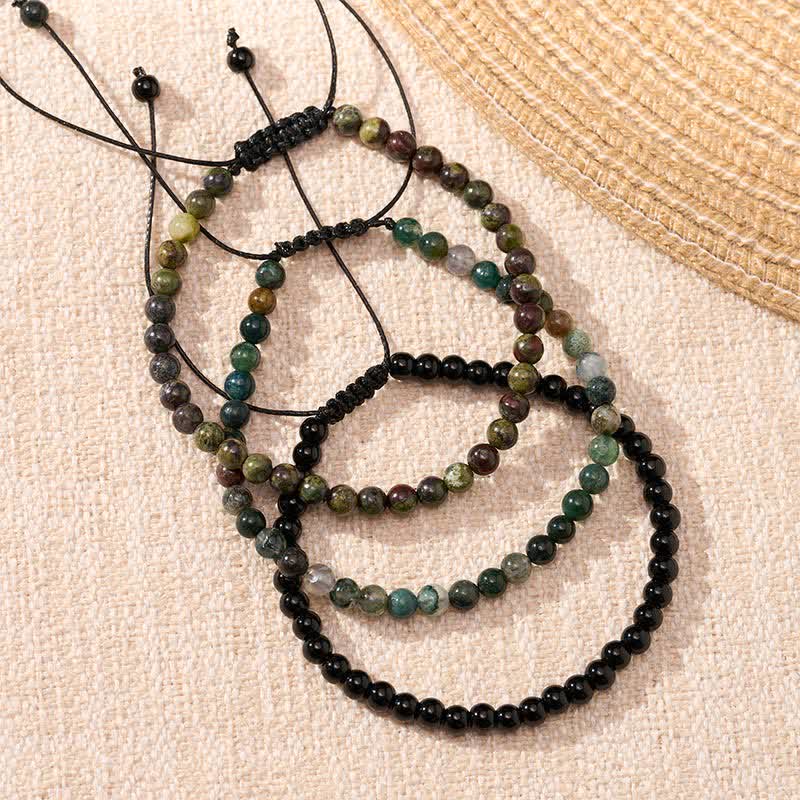 Buddha Stones 3pcs Reclaim Your Vital Energy Indian Agate Transformation Bracelet Includes Gift Message Card