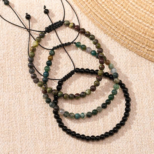 Buddha Stones 3pcs Reclaim Your Vital Energy Indian Agate Transformation Bracelet Includes Gift Message Card
