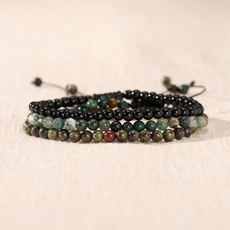 Buddha Stones 3pcs Reclaim Your Vital Energy Indian Agate Transformation Bracelet Includes Gift Message Card