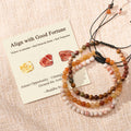 Buddha Stones 3pcs Align with Good Fortune Yellow Aventurine Lucky Bracelet Includes Gift Message Card