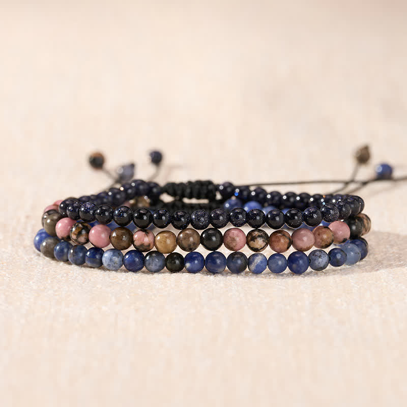 Buddha Stones 3pcs Find Inner Clarity Rhodonite Transformation Bracelet Includes Gift Message Card