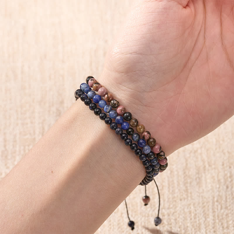 Buddha Stones 3pcs Find Inner Clarity Rhodonite Transformation Bracelet Includes Gift Message Card