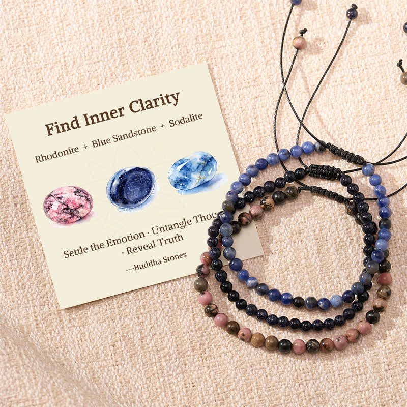 Buddha Stones 3pcs Find Inner Clarity Rhodonite Transformation Bracelet Includes Gift Message Card