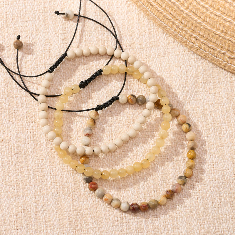 Buddha Stones 3pcs Return to Stillness White Fossil Grounding Bracelet Includes Gift Message Card