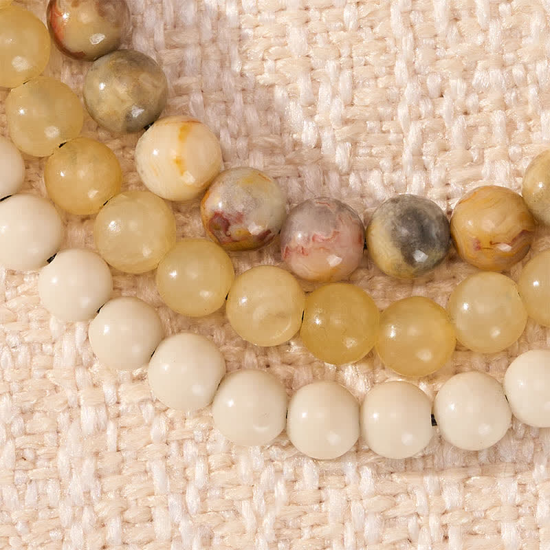 Buddha Stones 3pcs Return to Stillness White Fossil Grounding Bracelet Includes Gift Message Card