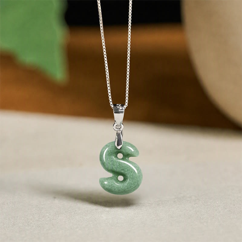 Buddha Stones May You Find Your Own Meaning Natural A-Z Letter Jade Titanium Steel Chain Necklace Includes Gift Message Card