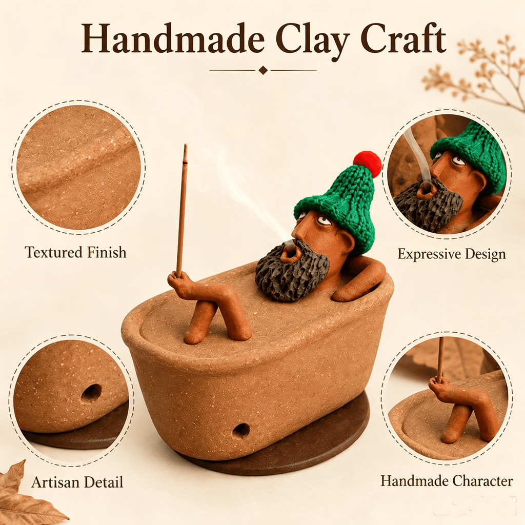 Funny Bath Man Incense Holder - Handmade Ceramic Incense Burner ...