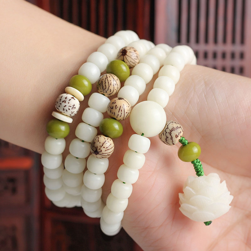 Buddha Stones Hoping for Serenity and Mindfulness Bodhi Lotus Mala Includes Gift Message Card