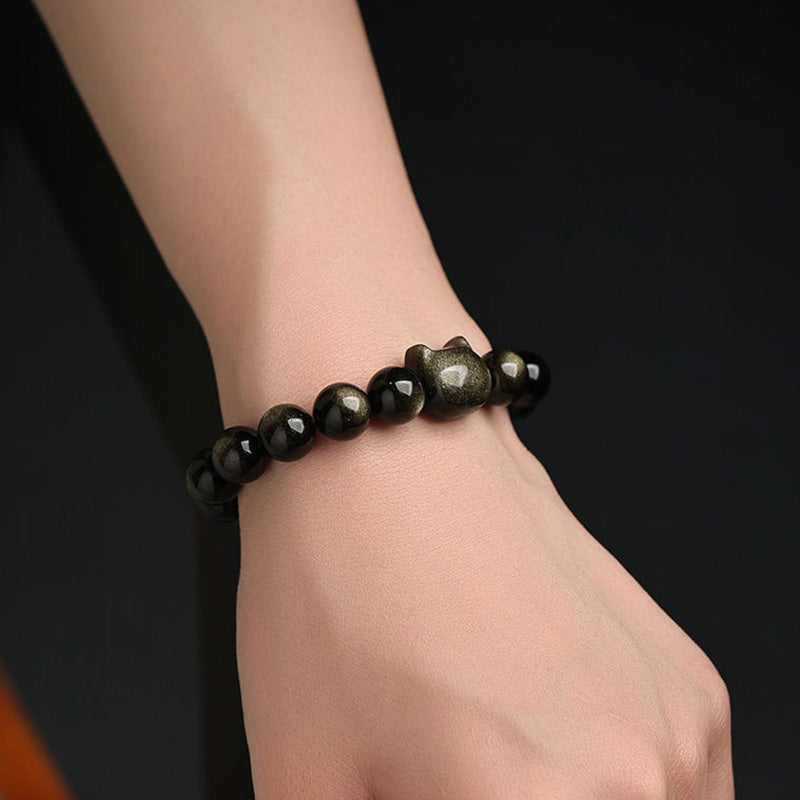 Buddha Stones All the best for Luck and Confidence Lovely Cat Bracelet Includes Gift Message Card