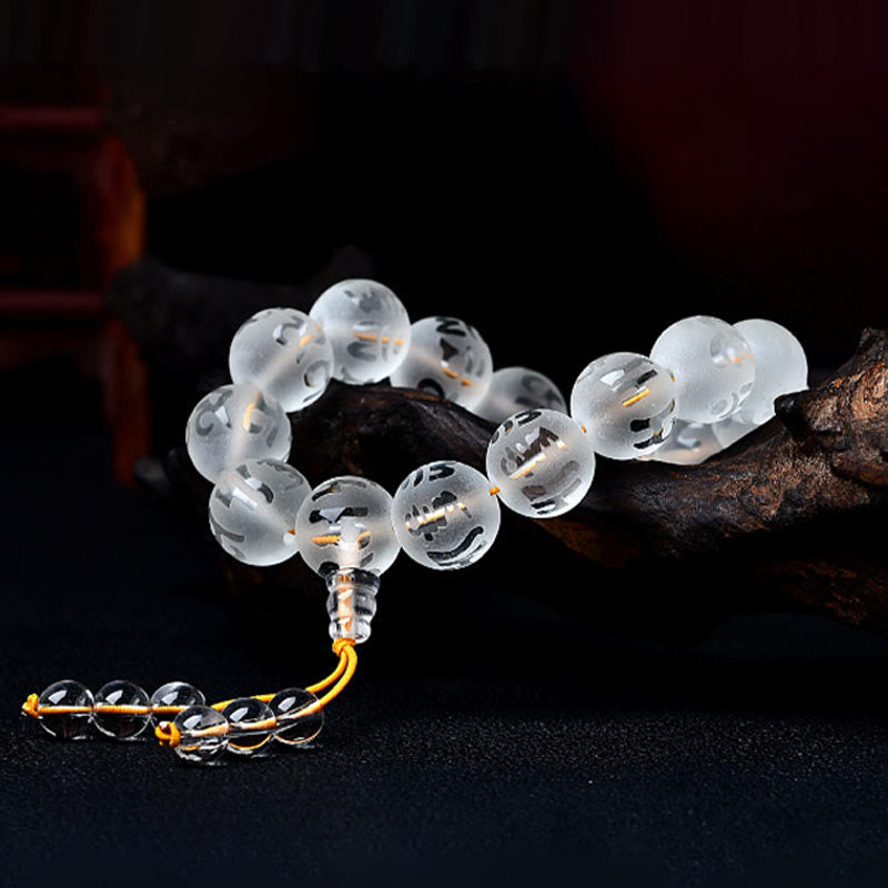 Buddha Stones Blessings of Light and Protection White Crystal Bracelet Includes Gift Message Card