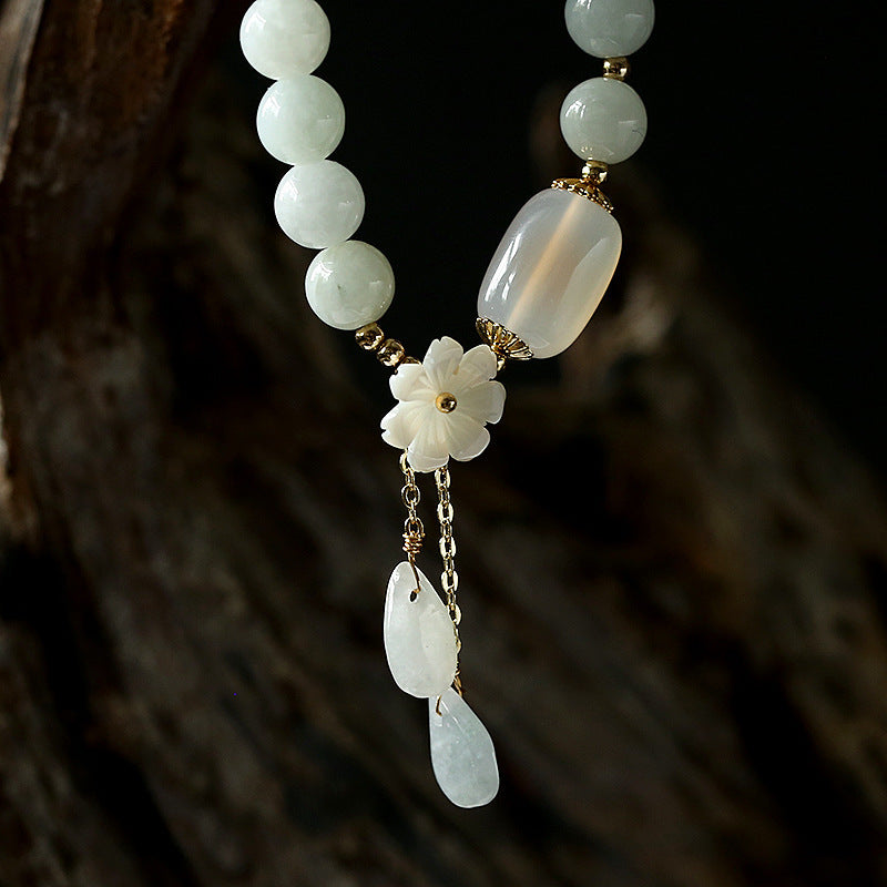 Buddha Stones Hoping for Purity and PeaceNatural White Jade Bracelet Includes Gift Message Card