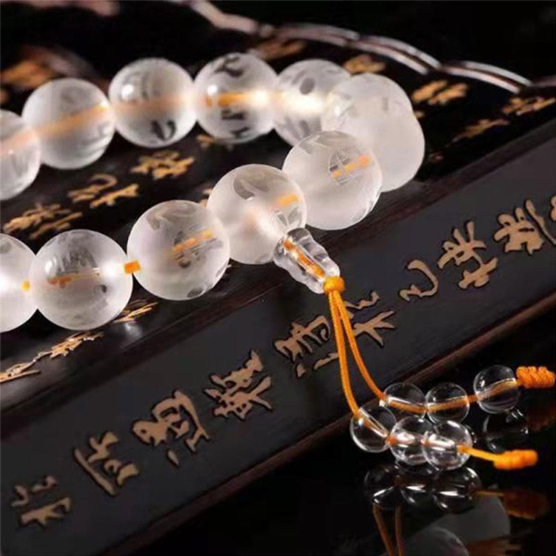 Buddha Stones Blessings of Light and Protection White Crystal Bracelet Includes Gift Message Card