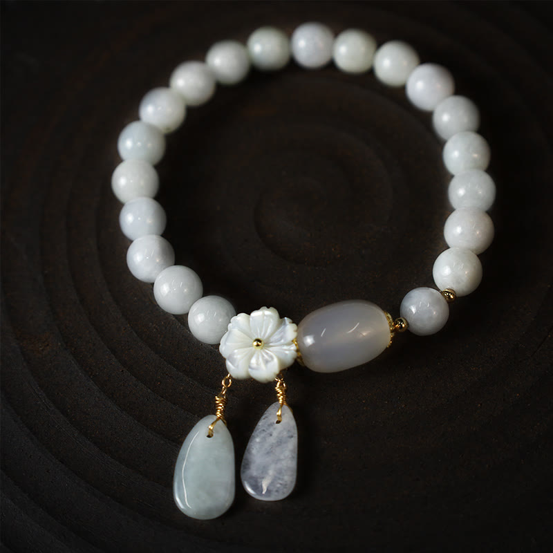 Buddha Stones Hoping for Purity and PeaceNatural White Jade Bracelet Includes Gift Message Card