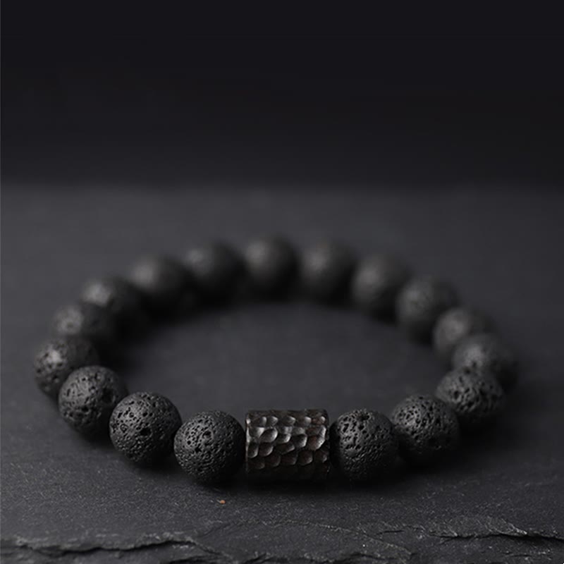 Buddha Stones Wishing Strength to Rise from Within Lava Rock Bracelet Includes Gift Message Card