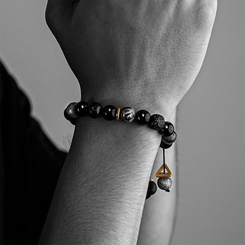 Buddha Stones All the Best for Strength and Grounding Obsidian Bracelet Includes Gift Message Card
