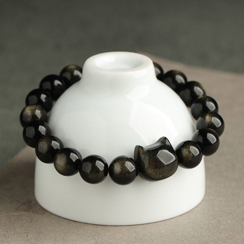 Buddha Stones All the best for Luck and Confidence Lovely Cat Bracelet Includes Gift Message Card