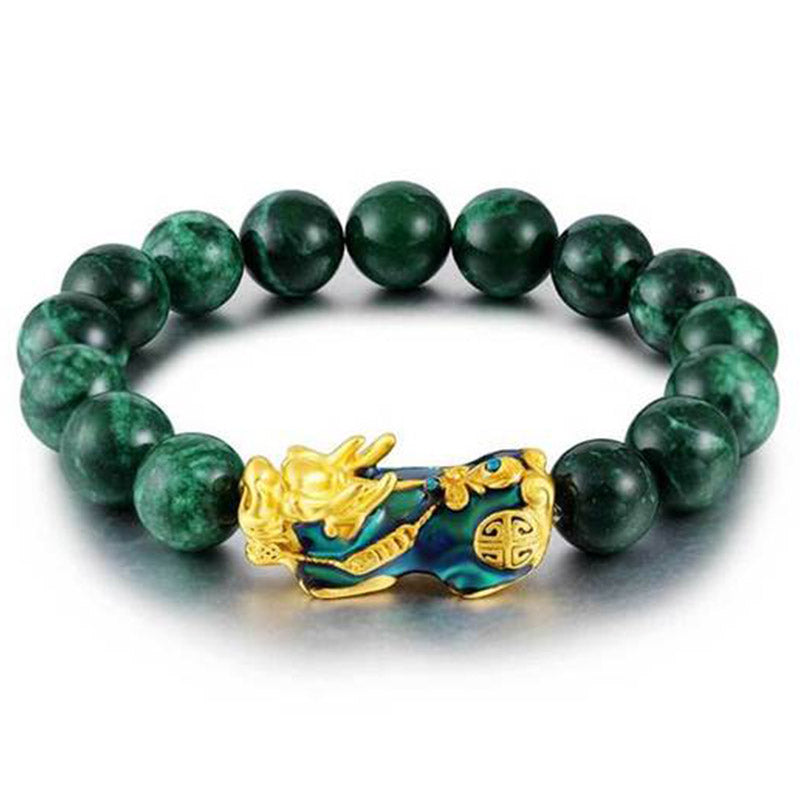 Buddha Stones Sending Blessings of Wealth and Peace PiXiu Jade Bracelet Includes Gift Message Card