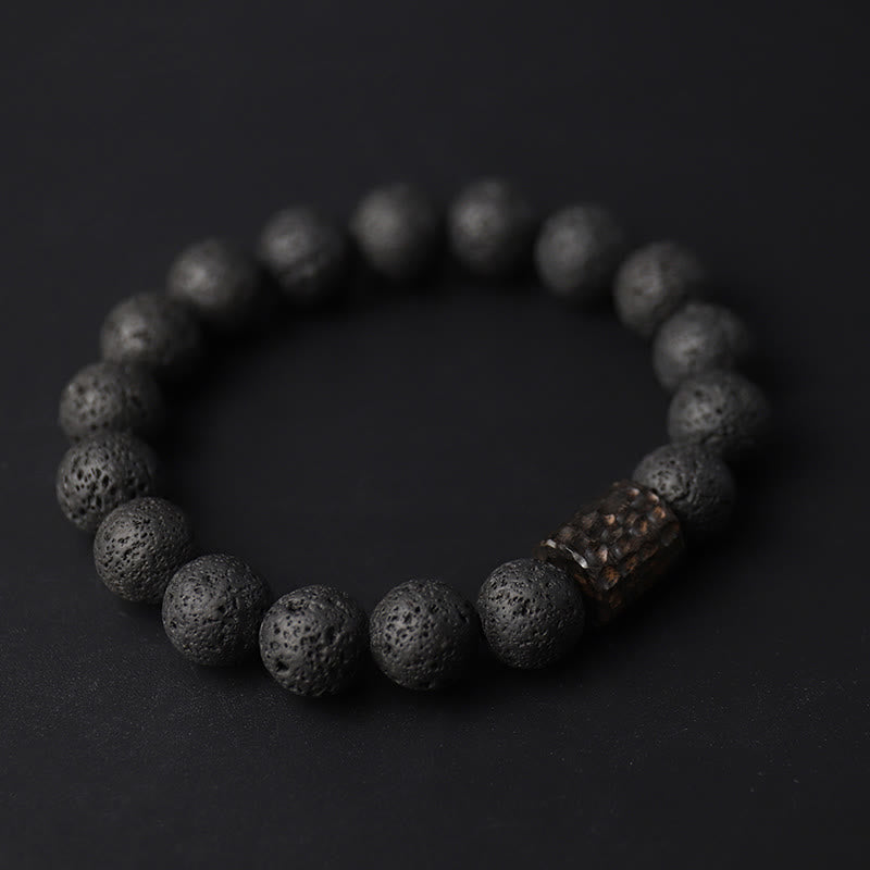 Buddha Stones Wishing Strength to Rise from Within Lava Rock Bracelet Includes Gift Message Card