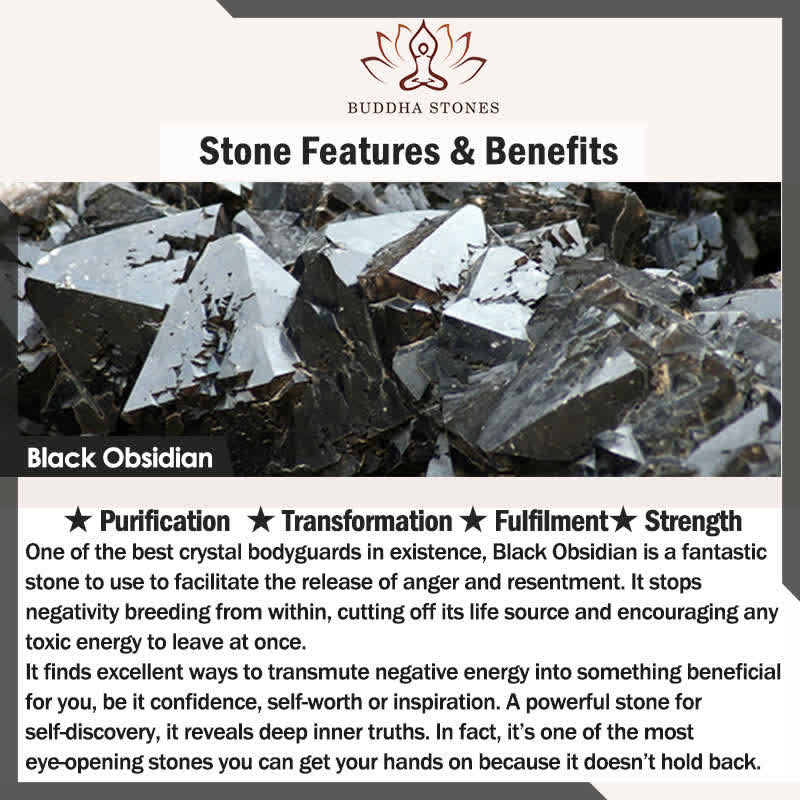 Buddha Stones All the Best for Strength and Grounding Obsidian Bracelet Includes Gift Message Card