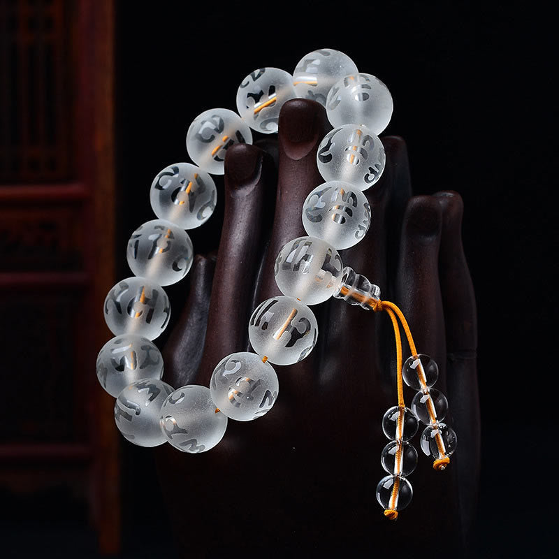 Buddha Stones Blessings of Light and Protection White Crystal Bracelet Includes Gift Message Card
