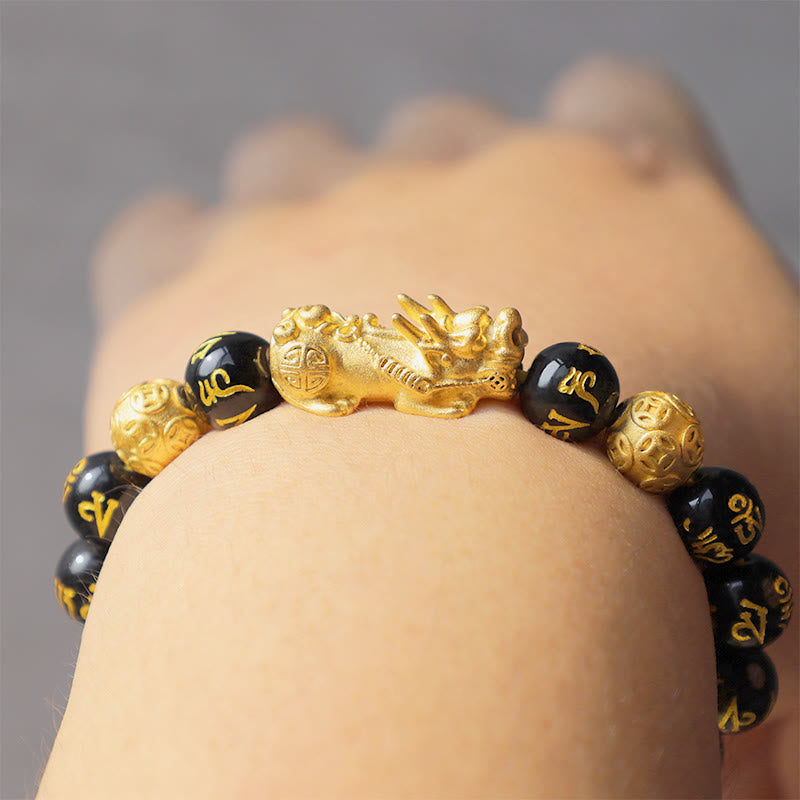 Buddha Stones Blessings of Protection to Attract Wealth PiXiu Bracelet Includes Gift Message Card