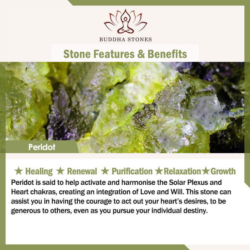 Buddha Stones May Light and Protection Be With You Peridot Bracelet Includes Gift Message Card