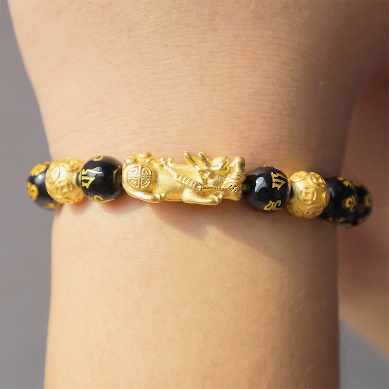 Buddha Stones Blessings of Protection to Attract Wealth PiXiu Bracelet Includes Gift Message Card