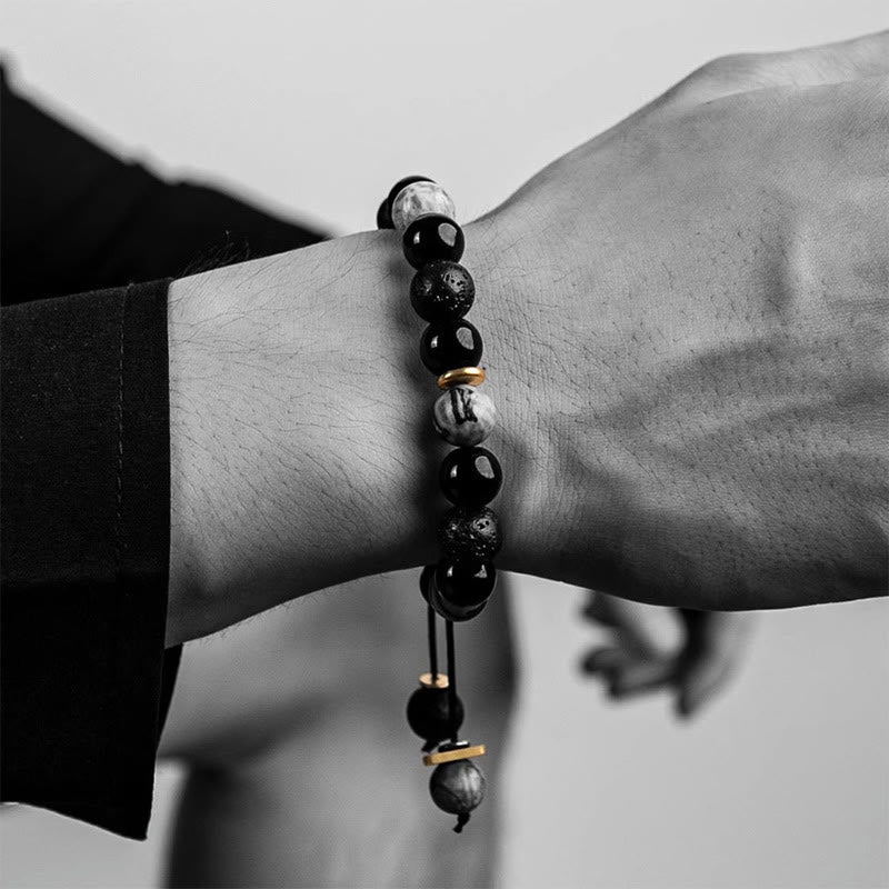 Buddha Stones All the Best for Strength and Grounding Obsidian Bracelet Includes Gift Message Card