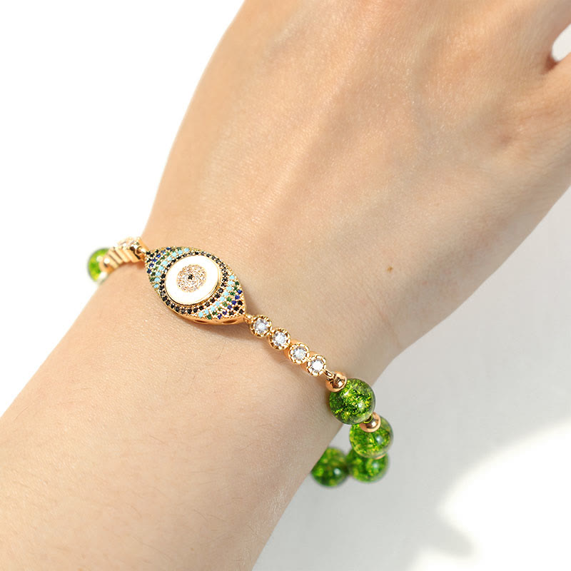 Buddha Stones May Light and Protection Be With You Peridot Bracelet Includes Gift Message Card