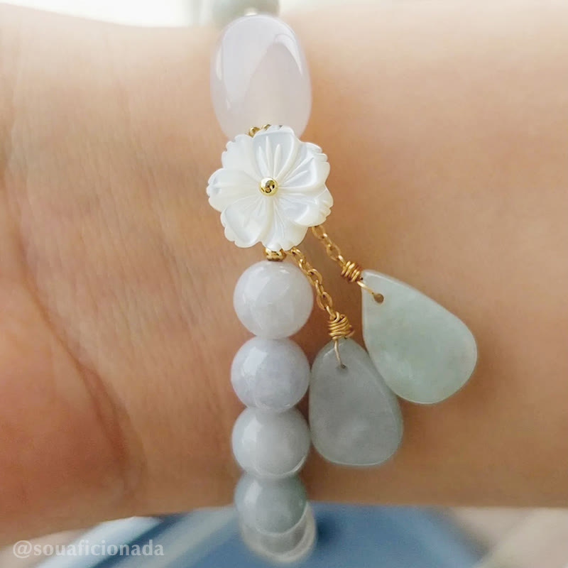 Buddha Stones Hoping for Purity and PeaceNatural White Jade Bracelet Includes Gift Message Card