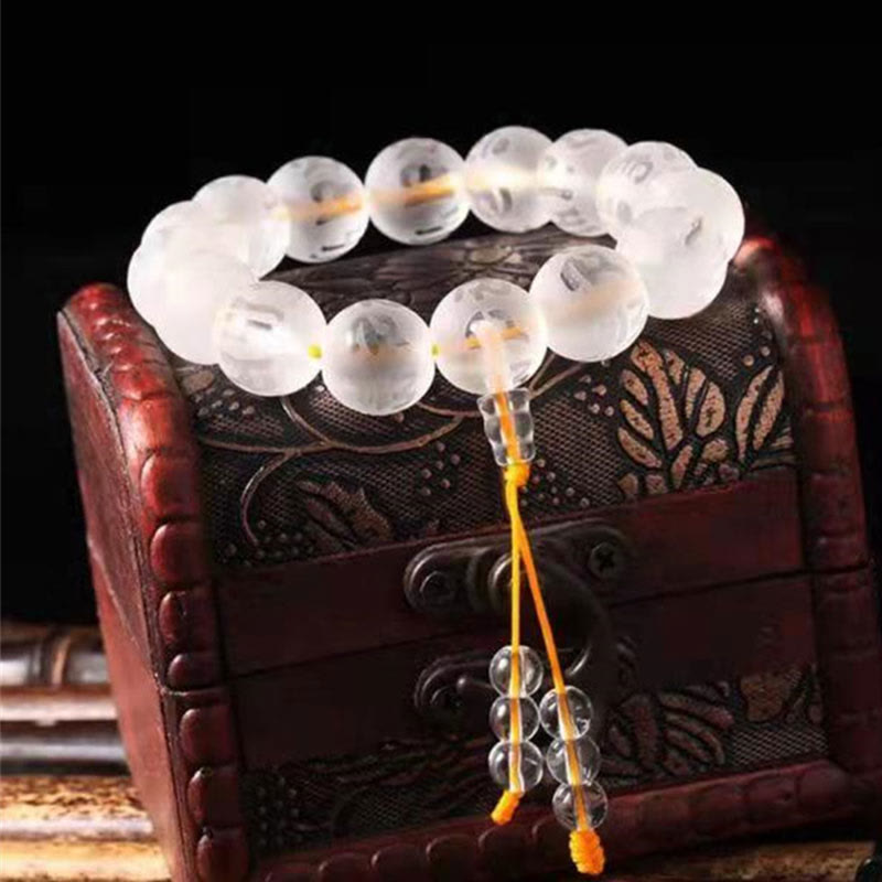 Buddha Stones Blessings of Light and Protection White Crystal Bracelet Includes Gift Message Card