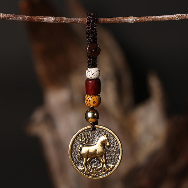 Buddha Stones Hoping You Have a Joyful Year Year of the Horse Keychain Includes Gift Message Card