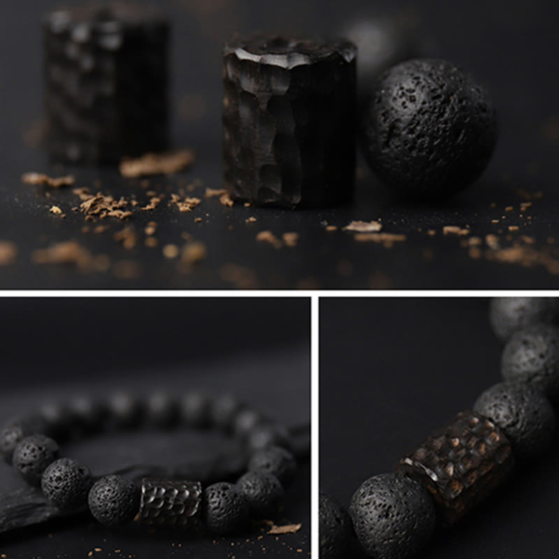 Buddha Stones Wishing Strength to Rise from Within Lava Rock Bracelet Includes Gift Message Card