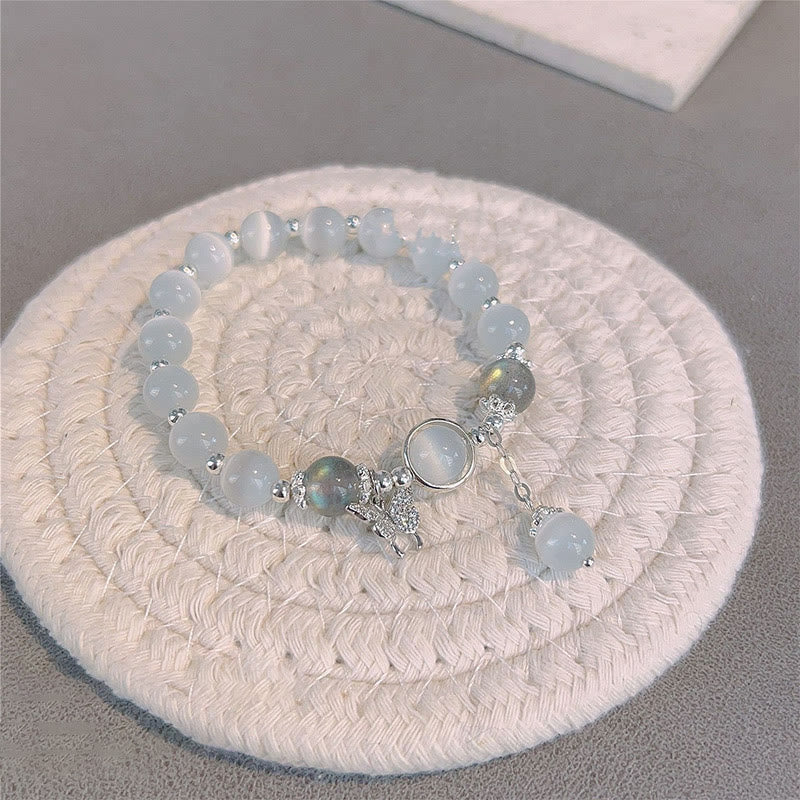 Buddha Stones Sending Luck and Inner Peace Cat's Eye Butterfly Bracelet Includes Gift Message Card