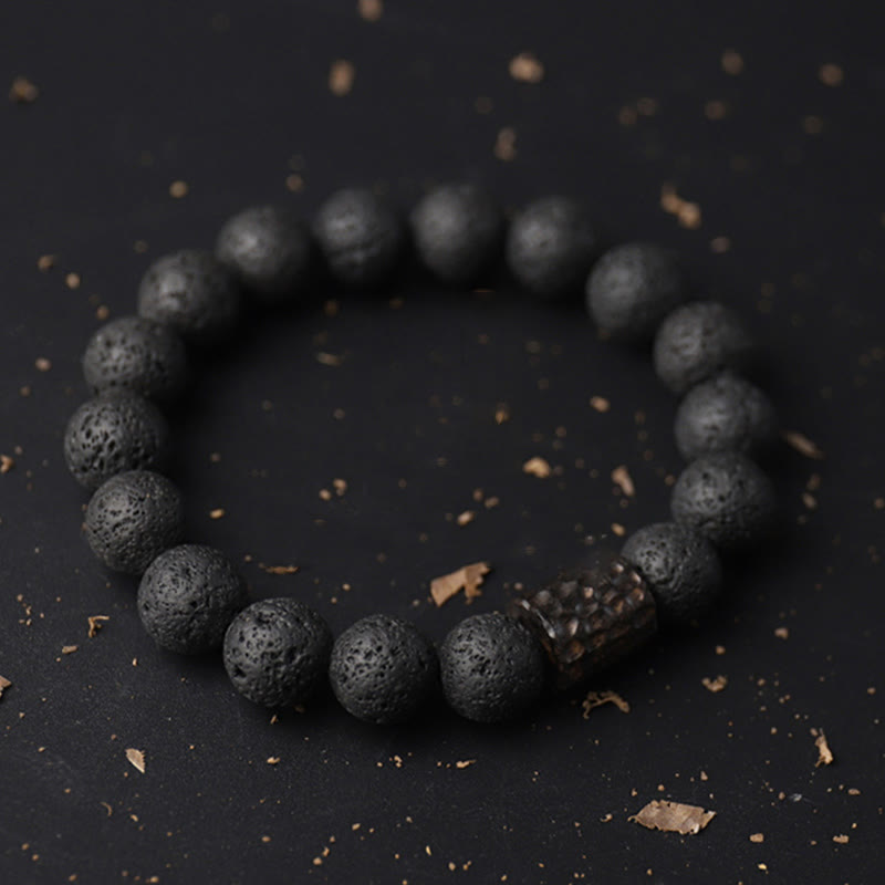Buddha Stones Wishing Strength to Rise from Within Lava Rock Bracelet Includes Gift Message Card