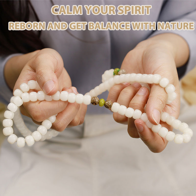 Buddha Stones Hoping for Serenity and Mindfulness Bodhi Lotus Mala Includes Gift Message Card