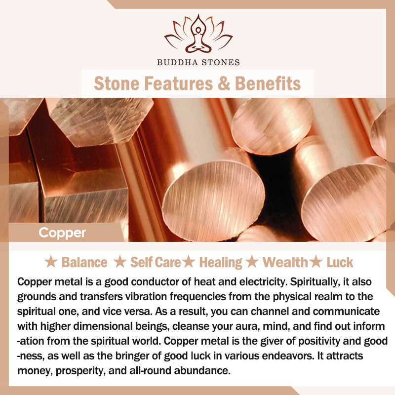 Buddha Stones Hoping for Strength and Protection Copper Beads Bracelet Includes Gift Message Card