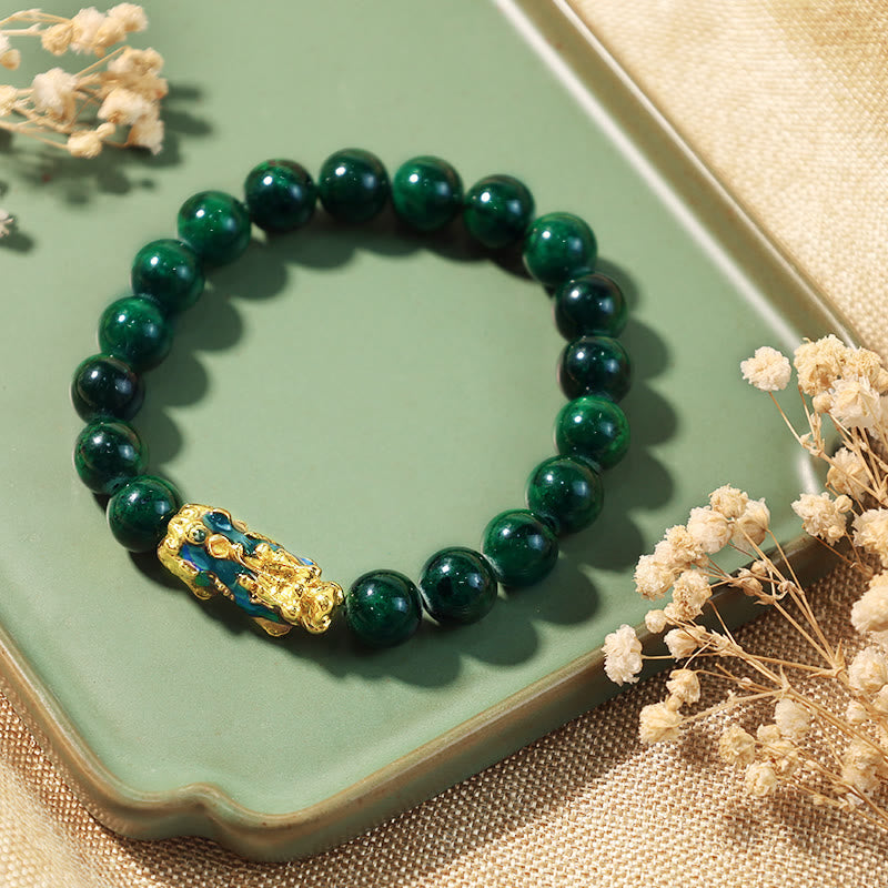 Buddha Stones Sending Blessings of Wealth and Peace PiXiu Jade Bracelet Includes Gift Message Card
