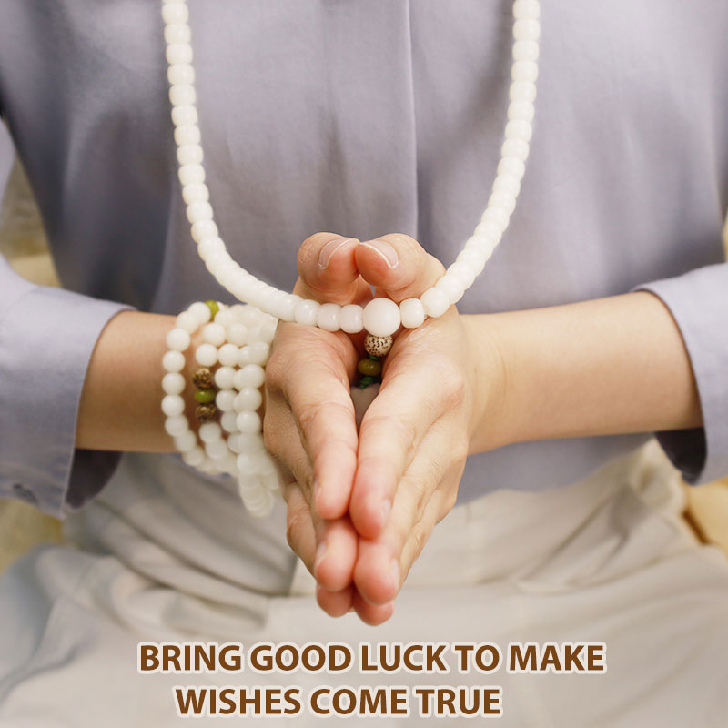 Buddha Stones Hoping for Serenity and Mindfulness Bodhi Lotus Mala Includes Gift Message Card