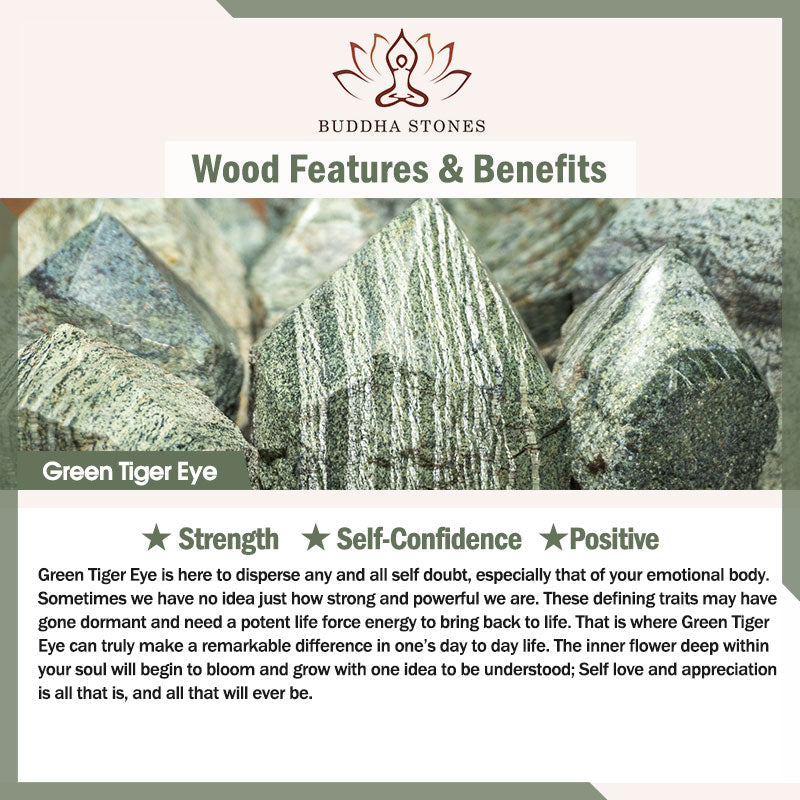 Buddha Stones Wishing You Courage and Balance Green Tiger Eye Bracelet Includes Gift Message Card