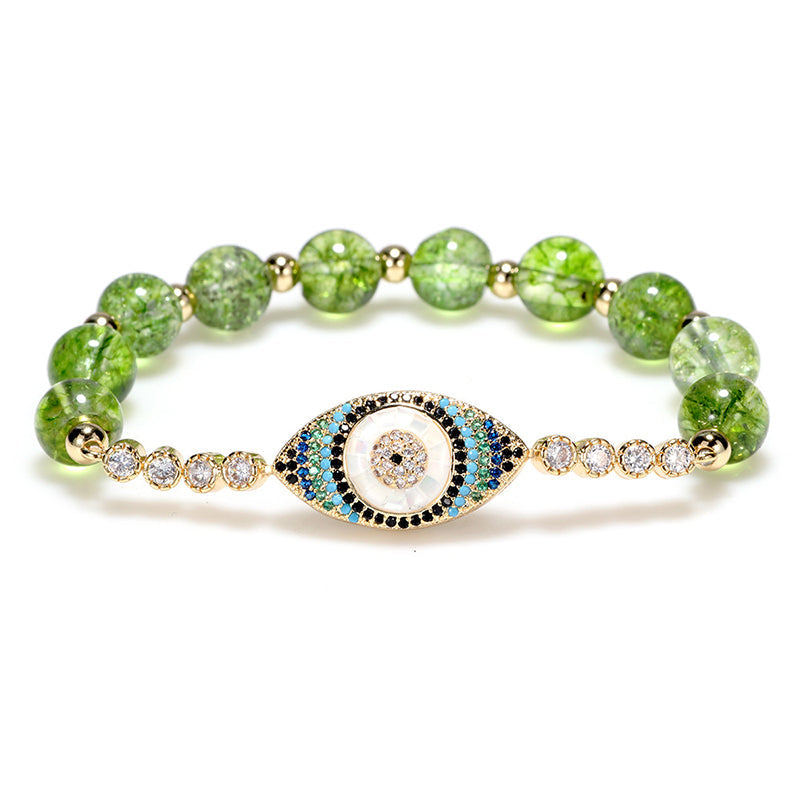 Buddha Stones May Light and Protection Be With You Peridot Bracelet Includes Gift Message Card