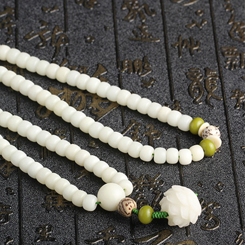 Buddha Stones Hoping for Serenity and Mindfulness Bodhi Lotus Mala Includes Gift Message Card