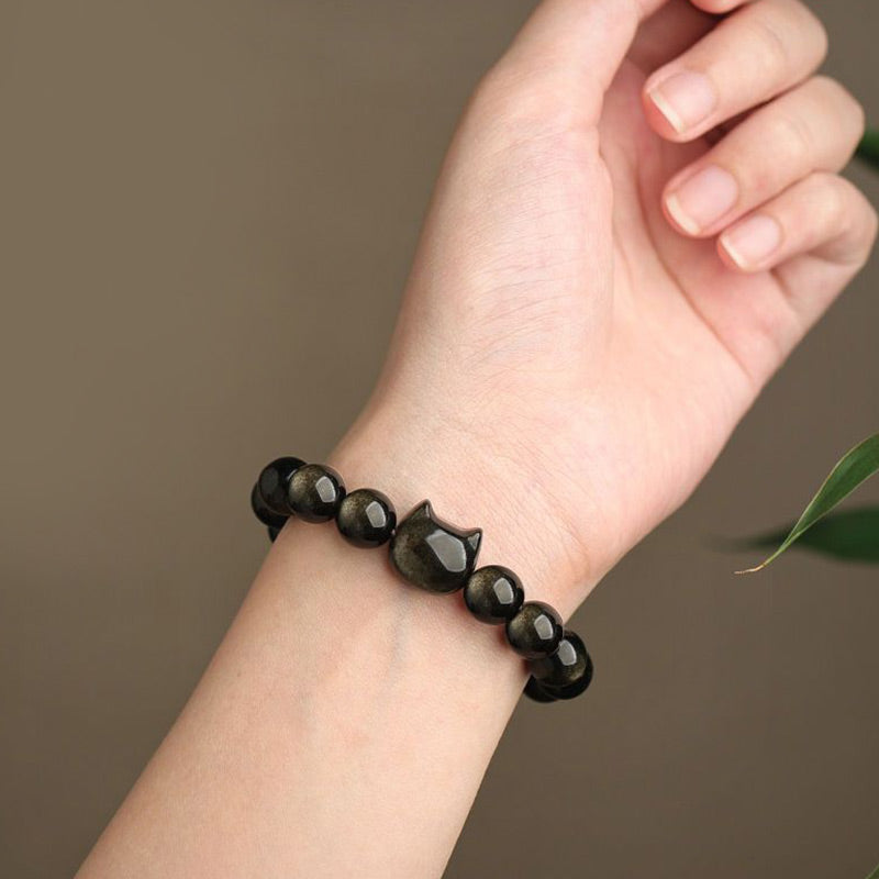 Buddha Stones All the best for Luck and Confidence Lovely Cat Bracelet Includes Gift Message Card