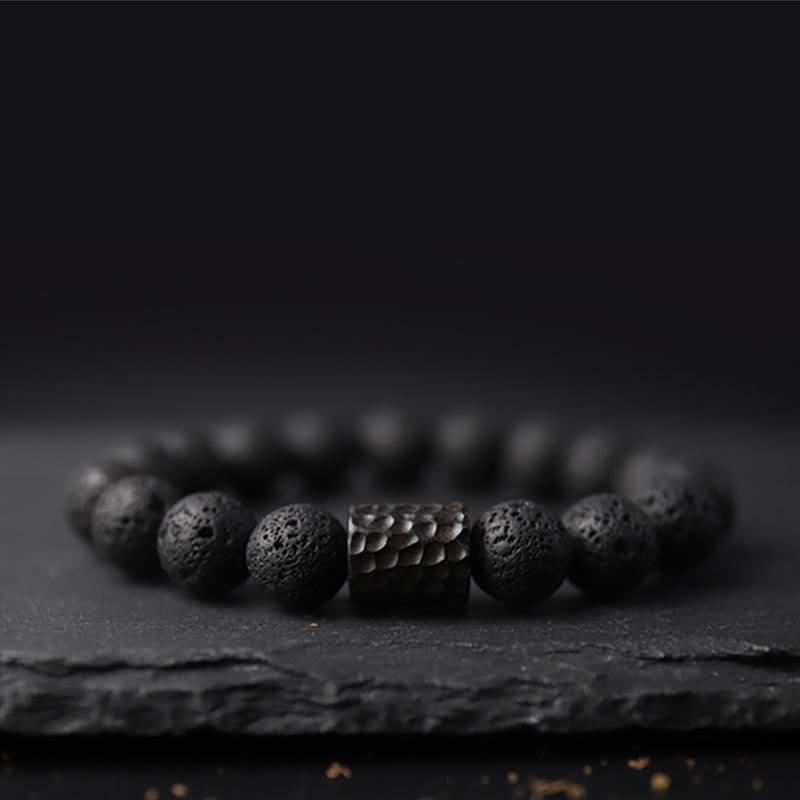 Buddha Stones Wishing Strength to Rise from Within Lava Rock Bracelet Includes Gift Message Card