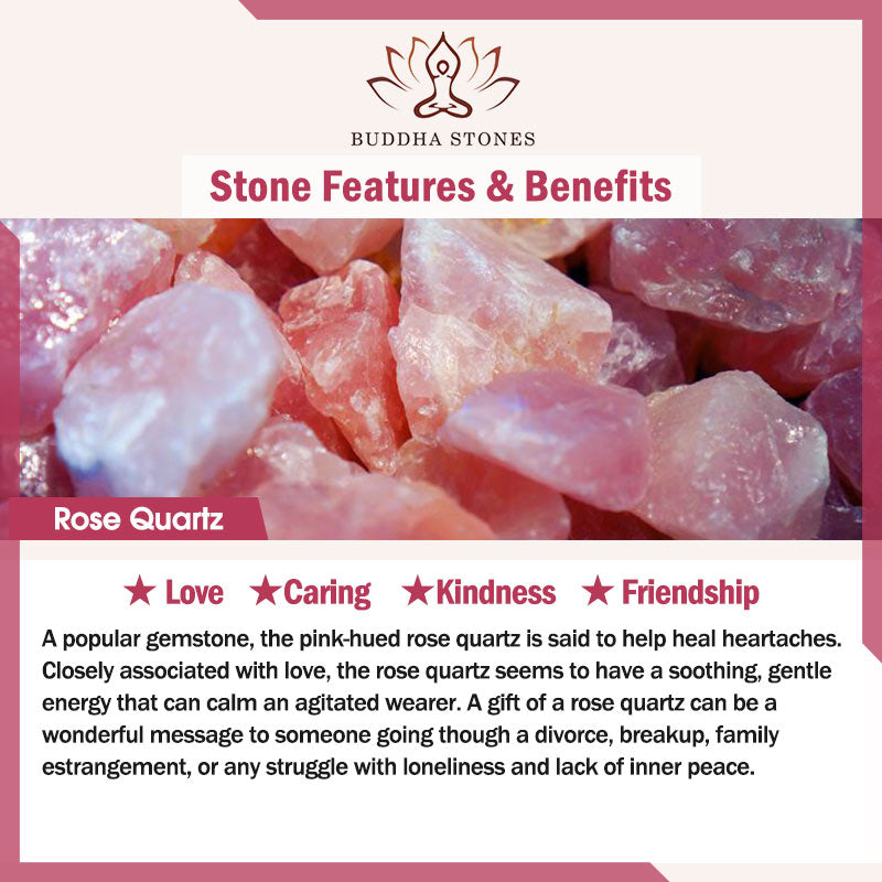 Buddha Stones Wishing You Love and Kindness Cat Rose Quartz Necklace Includes Gift Message Card