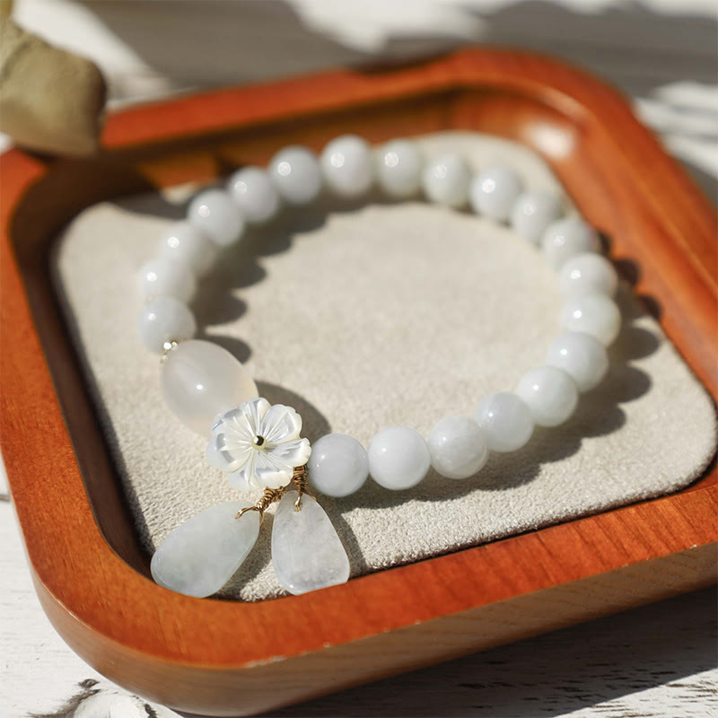 Buddha Stones Hoping for Purity and PeaceNatural White Jade Bracelet Includes Gift Message Card