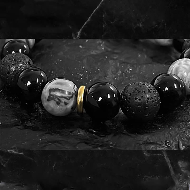 Buddha Stones All the Best for Strength and Grounding Obsidian Bracelet Includes Gift Message Card