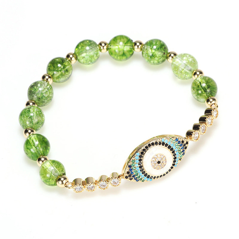 Buddha Stones May Light and Protection Be With You Peridot Bracelet Includes Gift Message Card